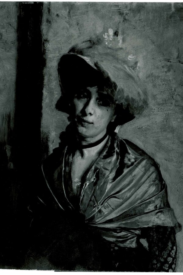 Eduard Charlemont, Portrét dámy v klobouku, 1907; foto: Irena Armutidisová; dílo nebylo vystaveno